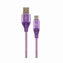 Kabel USB 2.0 A-C 2m bombažna zaščita vijola Cablexpert 8519215