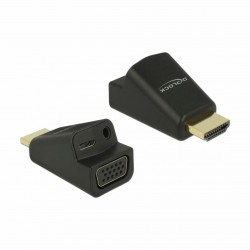 Adapter HDMI M - VGA Ž + Avdio 3,5mm Ž aktivni Delock 9704063