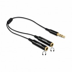 Adapter-AVDIO Jack 3,5M - 2x3,5Ž stereo 25cm Delock 9701043