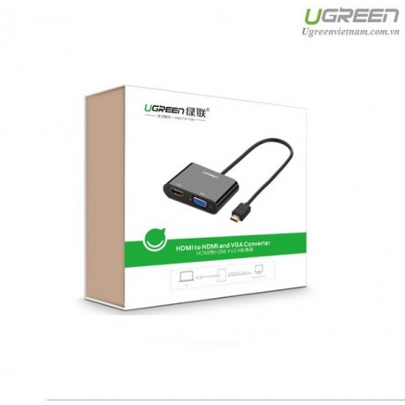 Ugreen HDMI na VGA+HDMI adapter črn, 40744