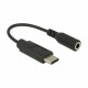 Adapter-AVDIO USB Tip-C - Jack 3,5Ž stereo 14cm črn Delock 9701047
