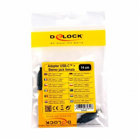 Adapter-AVDIO USB Tip-C - Jack 3,5Ž stereo 14cm črn Delock 9701047