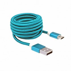 Kabel USB A-B mikro 1,5m SBOX bombažna zaščita, moder 8519118