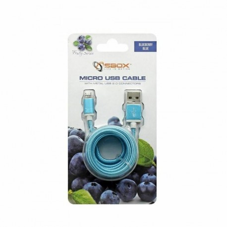 Kabel USB A-B mikro 1,5m SBOX bombažna zaščita, moder 8519118