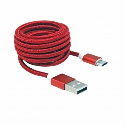 Kabel USB A-B mikro 1,5m SBOX bombažna zaščita, rdeč 8519117