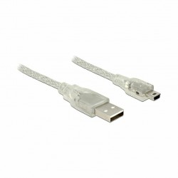 Kabel USB A-B mini  1m Delock dvojno oklopljen transparent 8519130