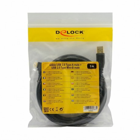 Kabel USB A-B mini kotni-horiz. 3m Delock 8519106