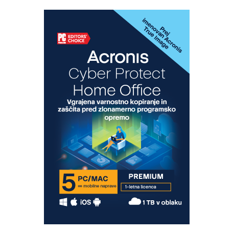 Acronis Cyber Protect Home Office Premium, 5 računalnikov, 1TB Cloud, 1 letna