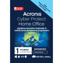 Acronis Cyber Protect Home Office Advanced, 3 računalniki, 500GB Cloud, 1 letna