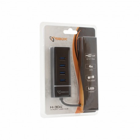 Hub USB 3.0 4xA SBOX H-304 črn