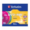 Mediji DVD+RW 4,7GB 4X Verbatim, Slim-5 (43297)