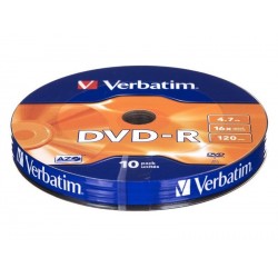Mediji DVD-R 4.7GB 16x Verbatim wagon wheel Bulk-10 (43729)