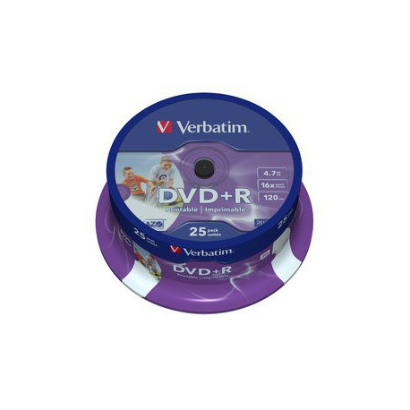 Mediji DVD+R 4.7GB 16x Verbatim InkJet Spindle-25 (43539)
