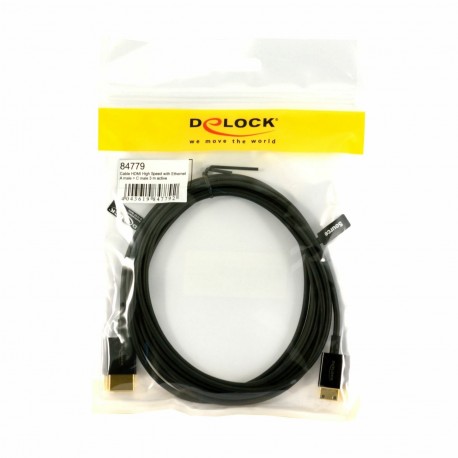HDMI-HDMI Mini kabel z mrežno pove.  3m Delock črn 3D 4K slim aktivni 8530139