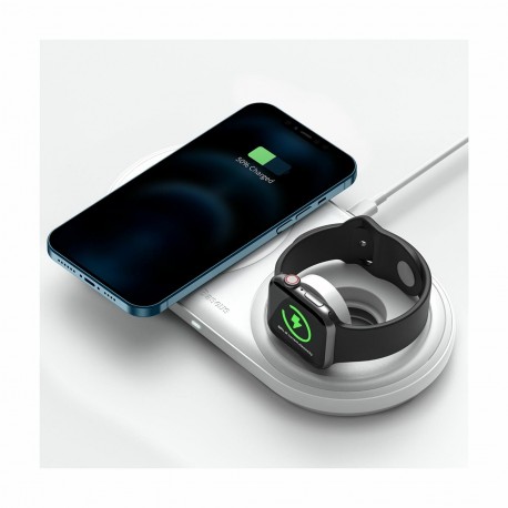 QI brezžični hitri polnilec za Apple 2v1 bel + kabel + napajalnik 24W Baseus 219