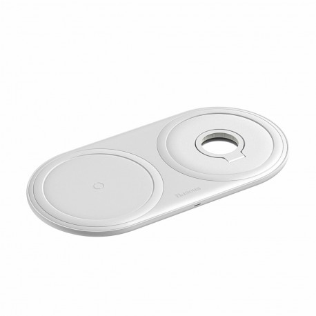 QI brezžični hitri polnilec za Apple 2v1 bel + kabel + napajalnik 24W Baseus 219