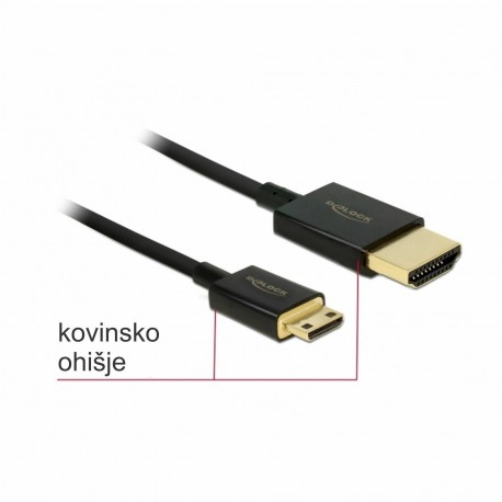 HDMI-HDMI Mini kabel z mrežno pove.  4,5 m Delock črn 3D 4K 8530154