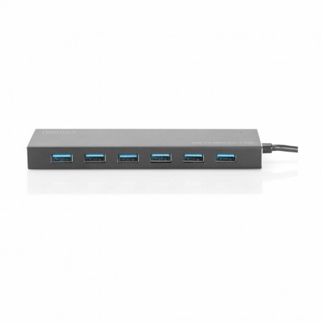USB Hub Digitus DA-70241-1, USB-A 3.0 +AC adapter, alu