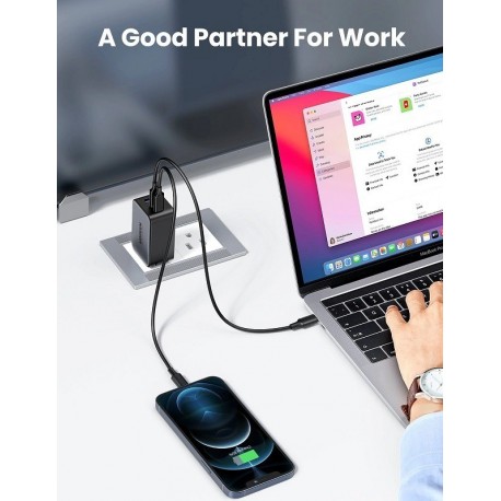 Ugreen USB-A in 2x USB-C 65W GaN hitri polnilec - box