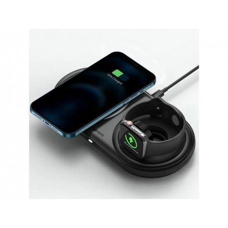 QI brezžični hitri polnilec za Apple 2v1 črn + kabel + napajalnik 24W Baseus 219