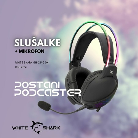 Slušalke White Shark GH-2140 OX RGB, črne
