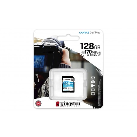 Pomnilniška kartica SDXC KINGSTON 128GB Canvas GO Plus, C10, UHS-I, U3, V30
