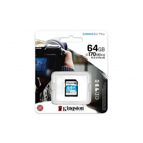 Pomnilniška kartica SDXC KINGSTON 64GB Canvas GO Plus, C10, UHS-I, U3, V30