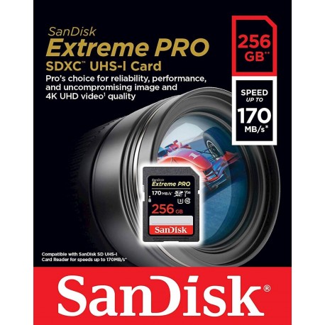 Pomnilniška kartica SDXC SANDISK 256GB EXTREME PRO, UHS-I (U3), V30