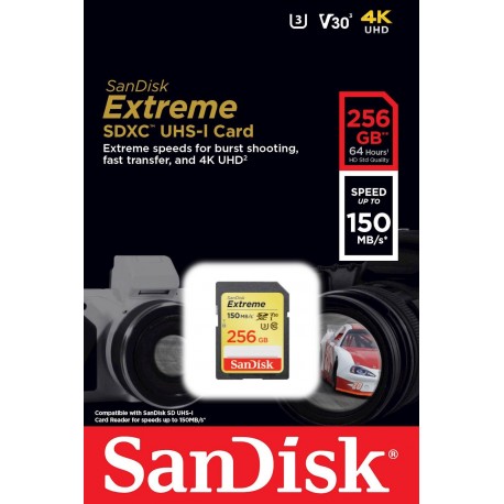 Pomnilniška kartica SDXC SANDISK 256GB EXTREME, UHS-I (U3), V30