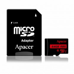 Pomnilniška kartica microSD XC  64GB APACER UHS-I U1 R85 + adapter 8930014