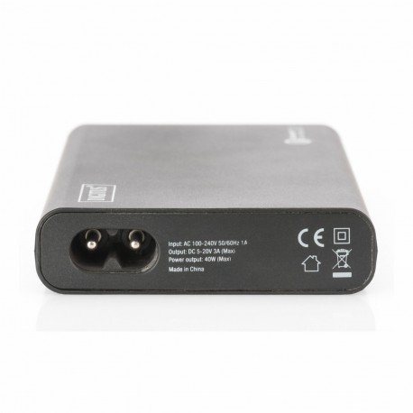 Napajalnik univ. za prenosnike 40W QC Tip C + 2xUSB mini Digitus