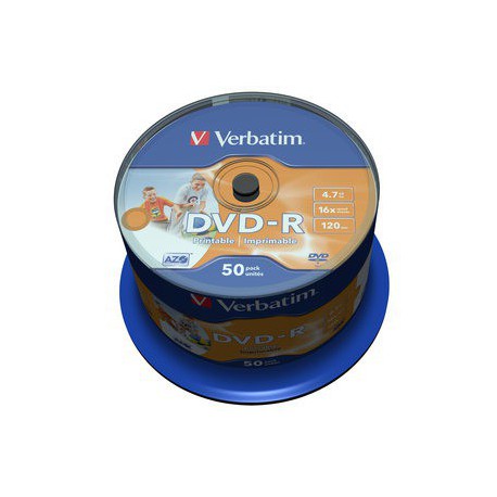 Mediji DVD-R 4.7GB 16x Verbatim InkJet Spindle-50 No ID (43533)