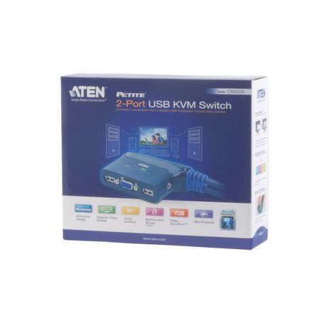 Preklopnik 2:1 mini vga/USB/AUDIO, Aten CS62US, s kabli
