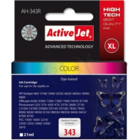 ActiveJet komplet barvnih črnil HP C8766EE 343, AH-343R