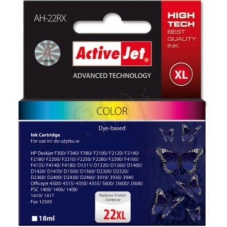 ActiveJet komplet barvnih črnil HP C9352A 22XL, AH-22RX