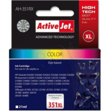 ActiveJet komplet barvnih črnil HP CB338 351XL, AH-351RX