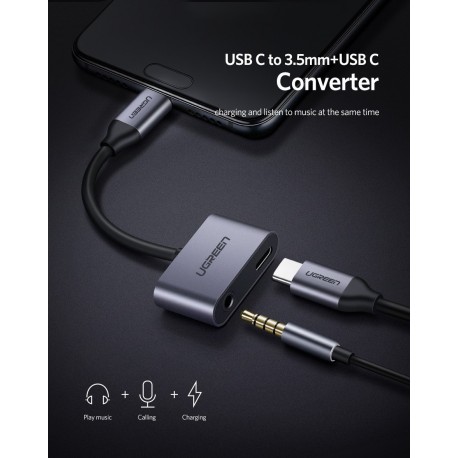 USB-C Hub Ugreen E0013816, 3.5mm + USB-C