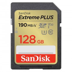 Pomnilniška kartica SDXC SANDISK 128GB EXTREME PLUS, 190/90MB/s, UHS-I, C10, U3,