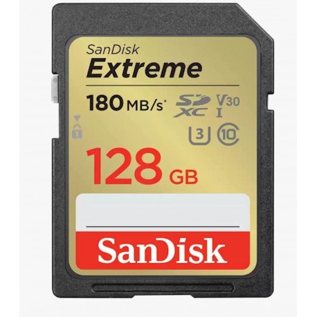 Pomnilniška kartica SDXC SANDISK 128GB EXTREME, 180/90MB/s, UHS-I, C10, U3, V30