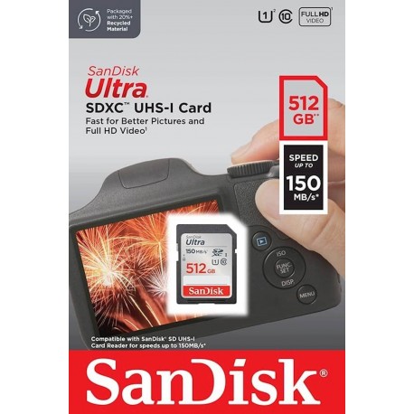 Pomnilniška kartica SDXC SanDisk 512GB Ultra, 150MB/s, C10, U1