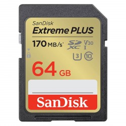 Pomnilniška kartica SDXC SANDISK 64GB EXTREME PLUS, 170/80MB/s, UHS-I, C10, U3,