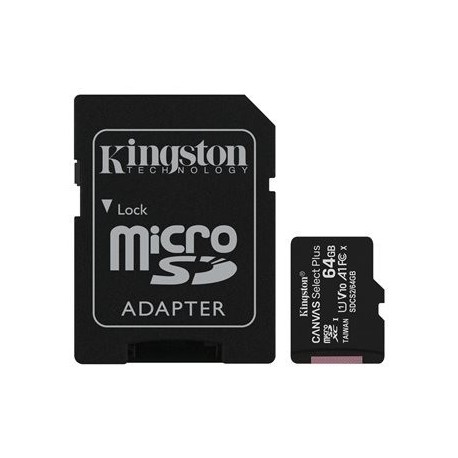 Pomnilniška kartica KINGSTON 64GB microSDXC Canvas Select Plus 100R A1 C10 Three