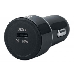 Avtopolnilec USB C 18W MANHATTAN, črne barve, 1xUSB C (PD 3.0) (5V/3A)