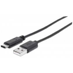Kabel USB A/USB C MANHATTAN, moški/moški, USB 2.0, 1 m, črne barve