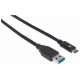 Kabel USB A/USB C SuperSpeed+ MANHATTAN moški/moški, USB 3.1 Gen 2, 0,5m