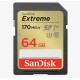 Pomnilniška kartica SDXC SANDISK 64GB EXTREME, 170/80 MB/s, UHS-1, C10, U3, V30