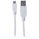 Kabel USB A/Micro-B MANHATTAN, moški/moški, USB 2.0, 1 m, bele barve