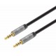 Kabel 3,5 mm Stereo moški/moški MANHATTAN, 1 m, črno/srebrna