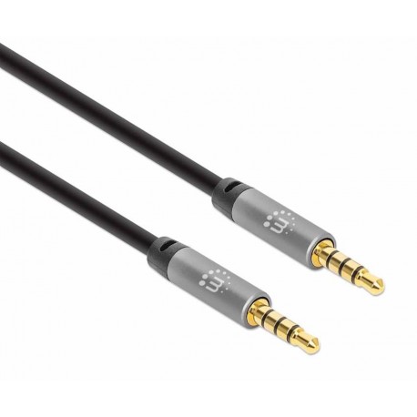 Kabel 3,5 mm Stereo moški/moški MANHATTAN, 3 m, črno/srebrna