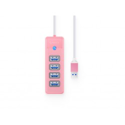 USB hub s 4 vhodi, USB 3.0, 0.15m, roza, ORICO PW4U-U3-015,